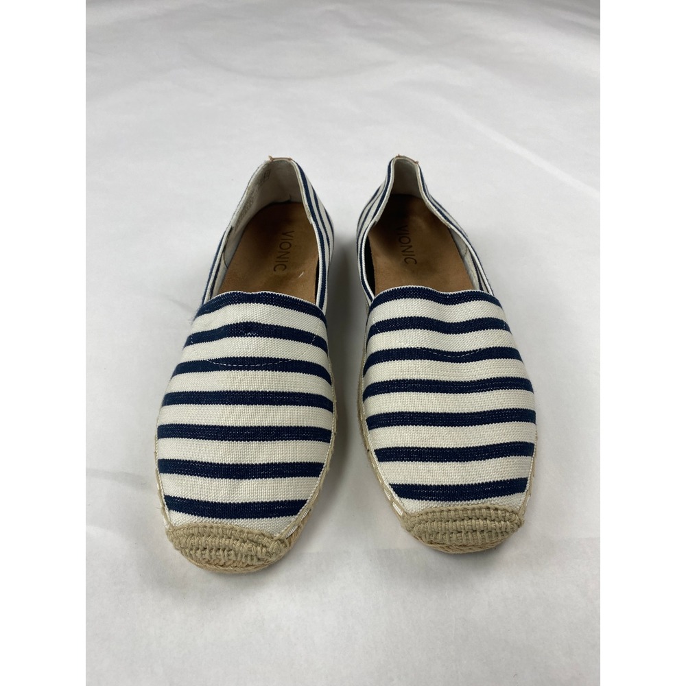 Vionic Vlerie Striped Espadrilles Flat Women's Size 8 Blue White Comfort - Picture 2 of 12